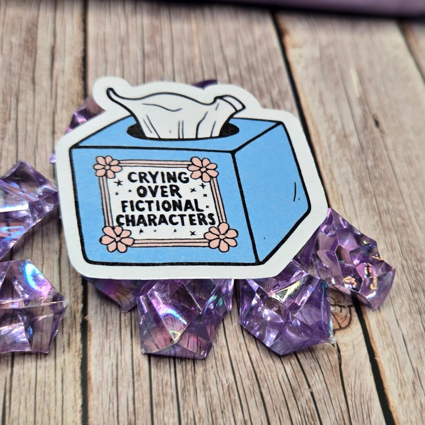 Crying Over Fictional Characters Sticker - Relatable Book & Movie Lover Emotional Support Decal