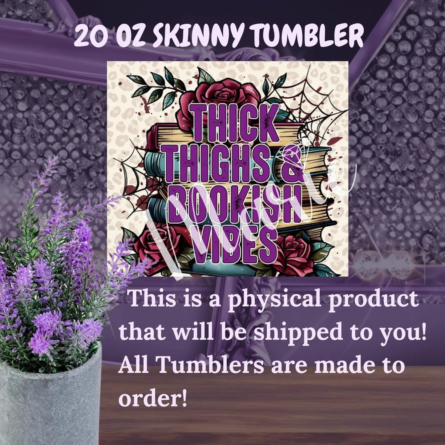 Thick Thighs Bookish Tumbler – 20oz Skinny Curvy Girl Mug – Spicy Book Lover Gift, Funny Reader Cup, Body Positive Bookish Vibes