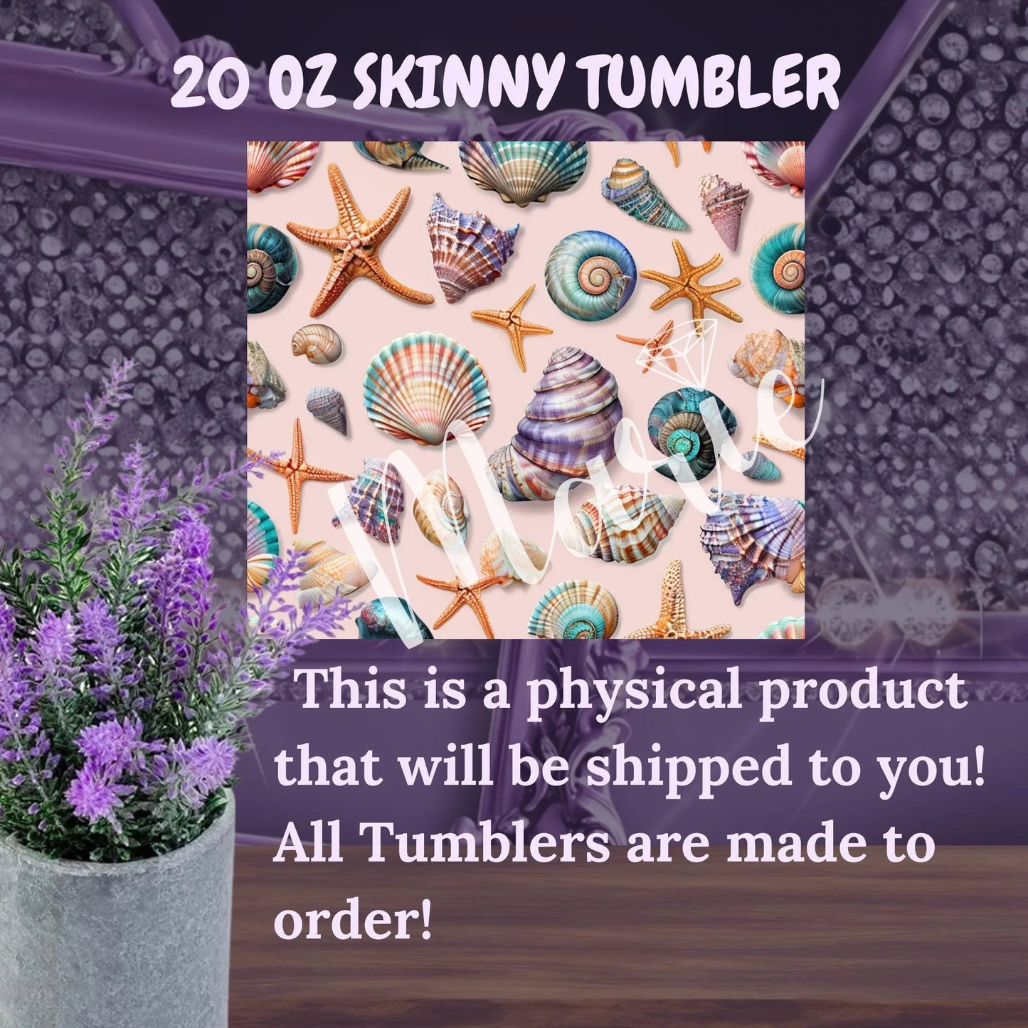 Beautiful Seashell Design 20 oz Stainless Steel Tumbler - Coastal Style Drinkware