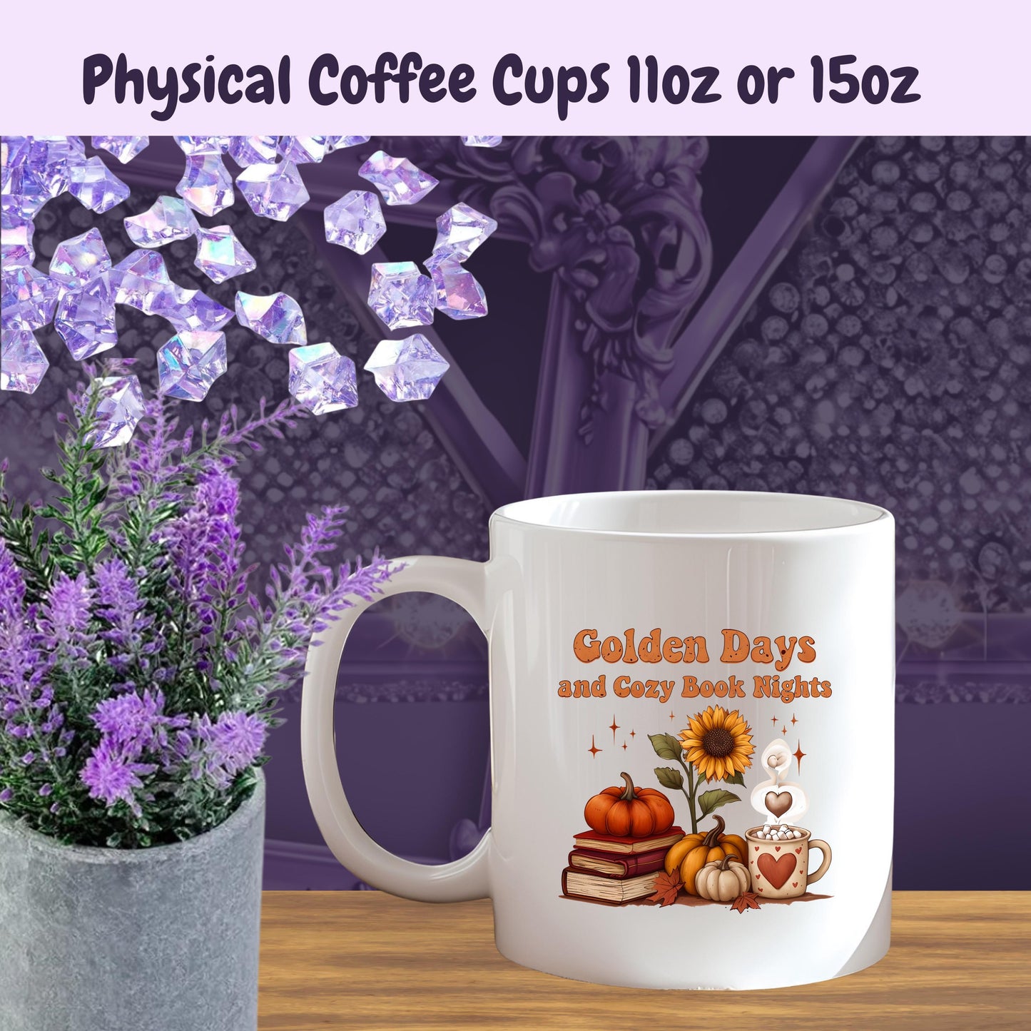 Autumn Reading Mug – Fall Coffee Cup for Book Lovers – Cozy Sunflower Mug – Gift for Readers, Bookish Fall Aesthetic Mug