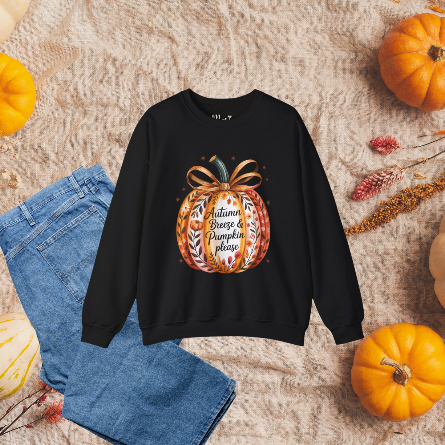 Autumn Breeze & Pumpkin Please Sweatshirt, Vintage Style Fall Sweater, Pumpkin Season Jumper, Pumpkin Spice Sweatshirt, Fall Harvest Festival Jumper