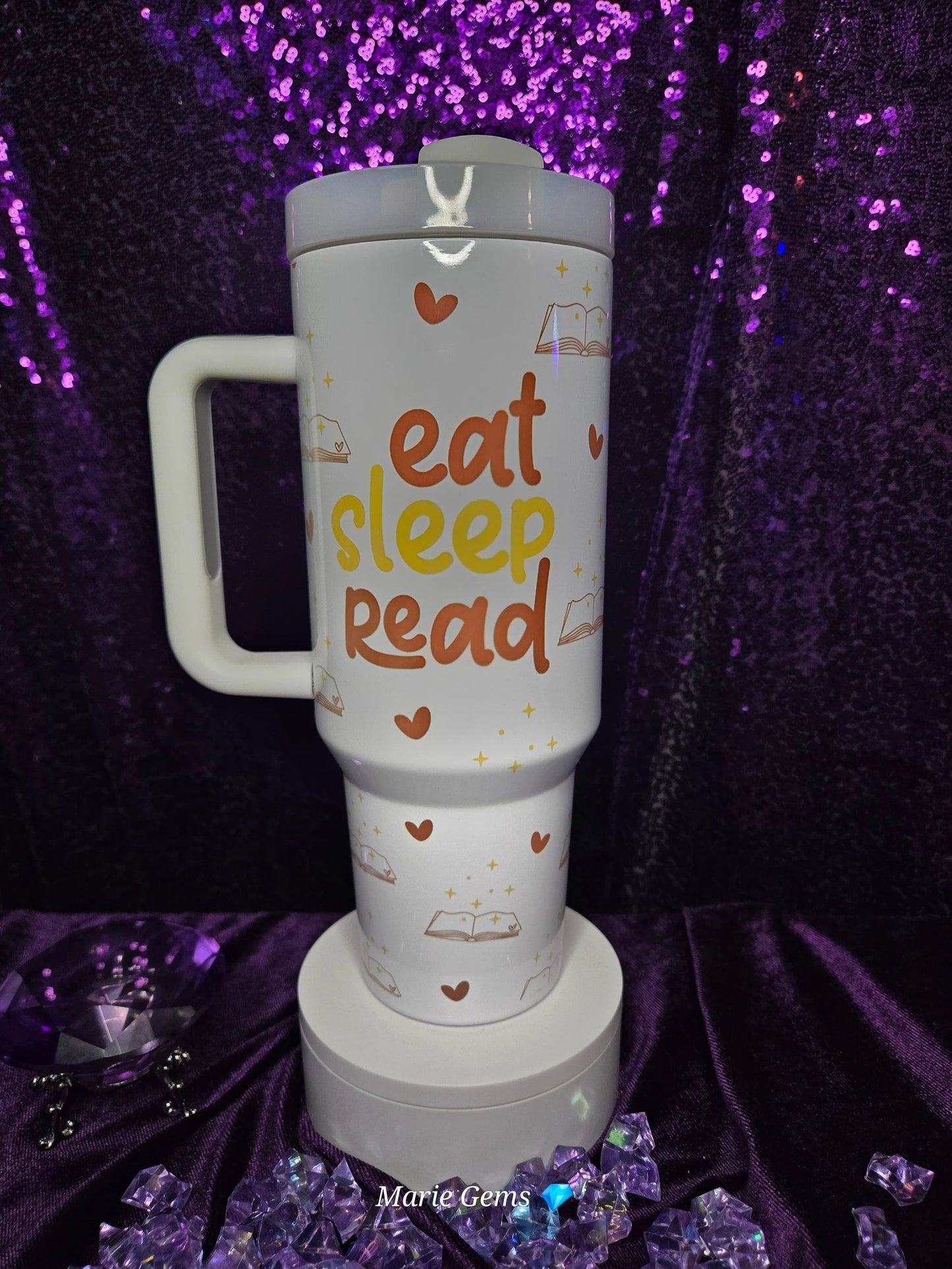 Imperfect 40oz eat sleep read tumbler by Marie Gems