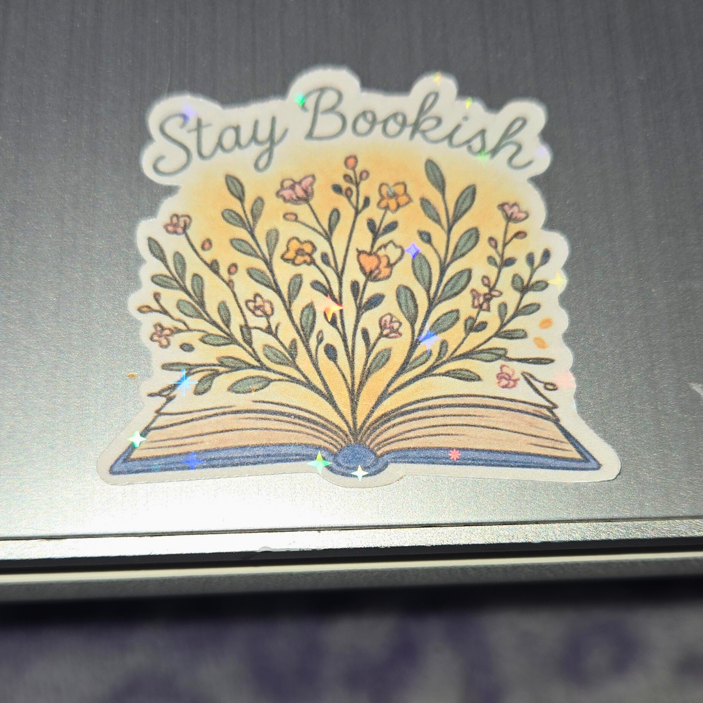 Stay Bookish Floral Open Book Sticker - Durable & Water-Resistant Vinyl Decal for Readers & Book Lovers