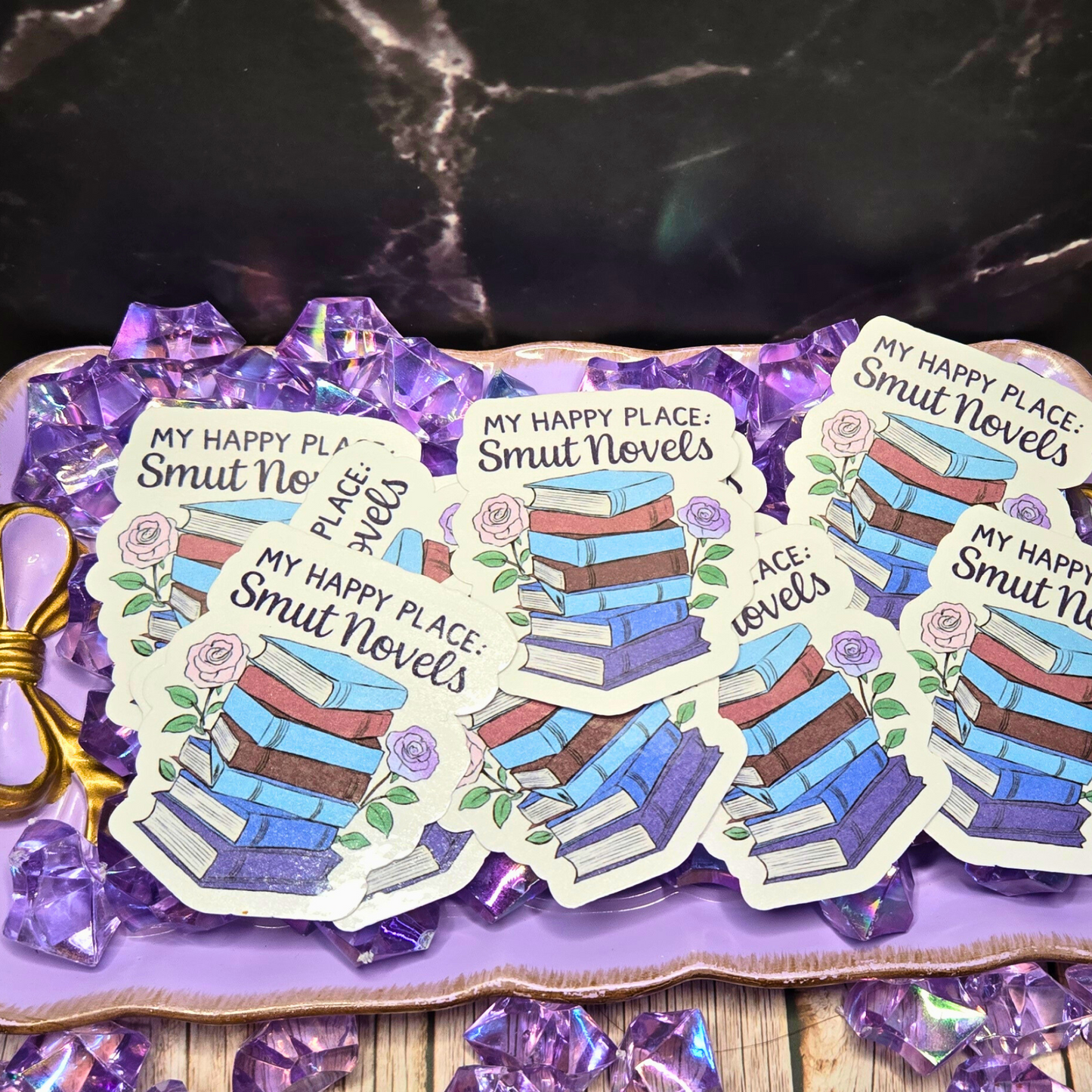 Smut Novels Sticker for Book Lovers | My Happy Place Decal for Laptops, Water Bottles & More | Unique Bookish Gift Idea