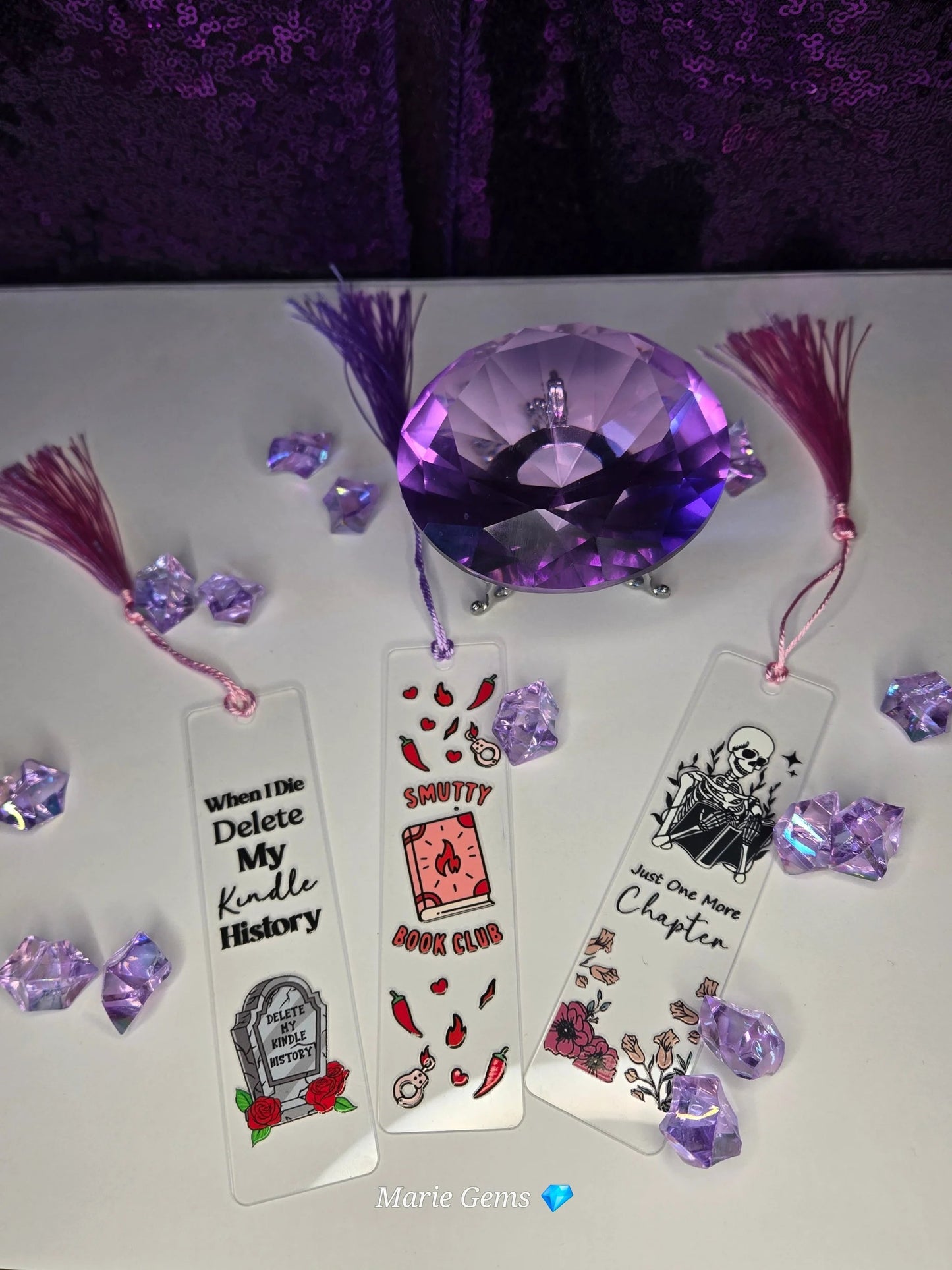 Mystery 3 Pack Spicy Acrylic Bookmark Bundle For Romance Readers Gift Set Premium Quality by Marie Gems