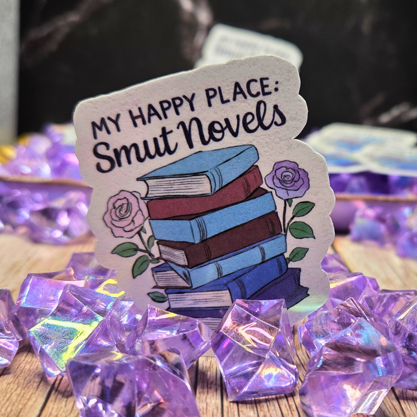 Smut Novels Sticker for Book Lovers | My Happy Place Decal for Laptops, Water Bottles & More | Unique Bookish Gift Idea