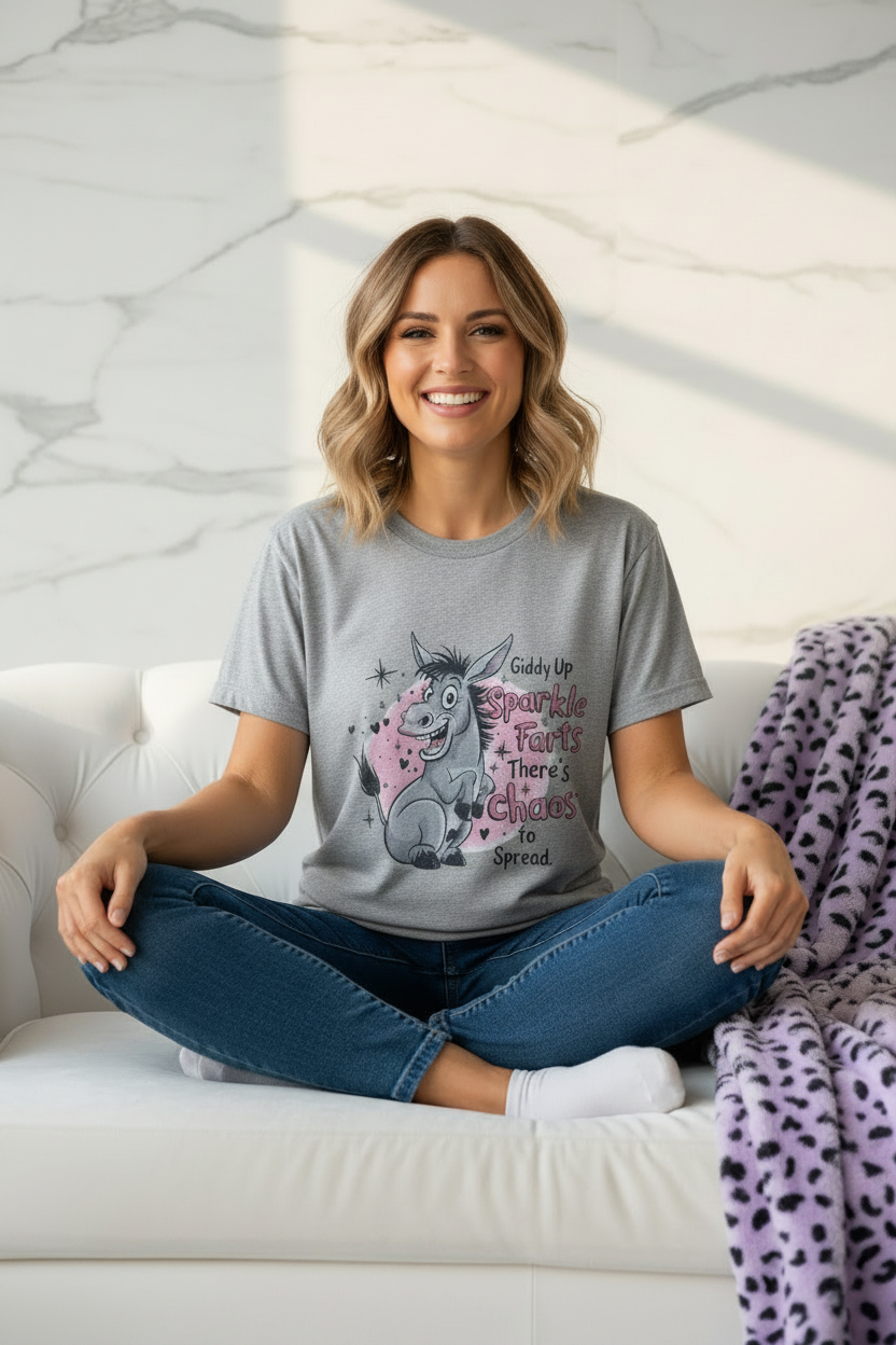 Funny Donkey Shirt shown in a front graphic design view