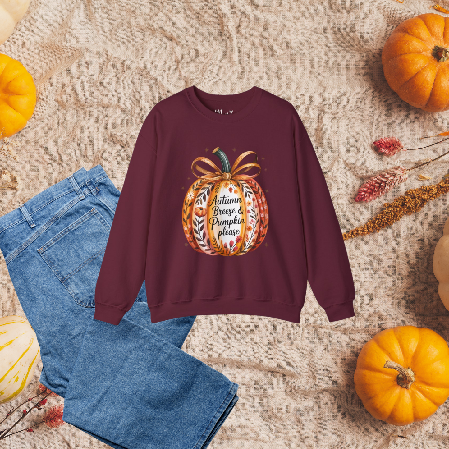 Autumn Breeze & Pumpkin Please Sweatshirt, Vintage Style Fall Sweater, Pumpkin Season Jumper, Pumpkin Spice Sweatshirt, Fall Harvest Festival Jumper