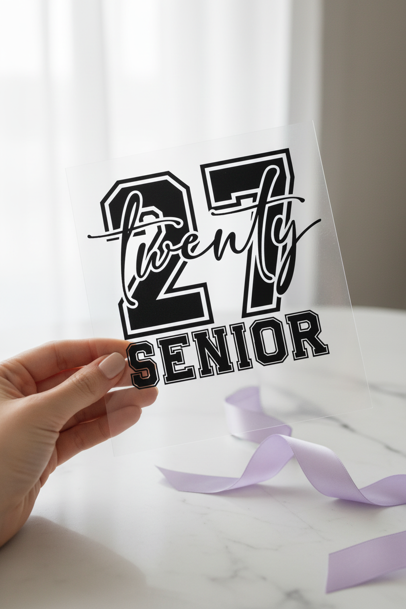 Twenty Seven Senior 12x12 ready-to-press DTF heat transfer