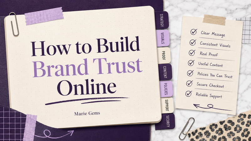 How to Build Brand Trust Online — Marie Gems purple bullet journal blog featured image