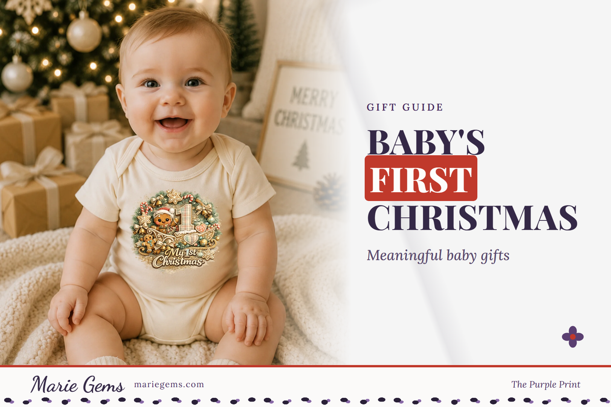 My First Christmas Baby Bodysuit Infant Bodysuit Outfit from Marie Gems, featured image for Baby's First Christmas