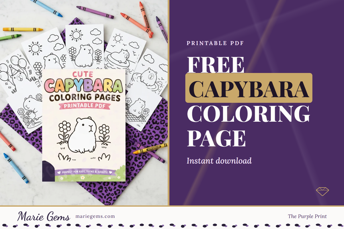 13 Cute Capybara Coloring Pages Printable PDF Coloring Pages from Marie Gems, featured image for Free Capybara Coloring Page