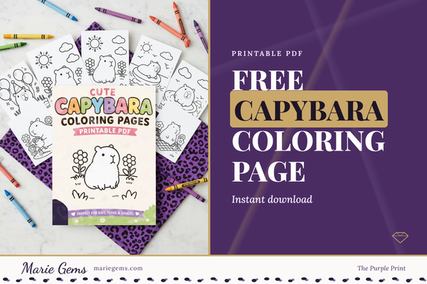 13 Cute Capybara Coloring Pages Printable PDF Coloring Pages from Marie Gems, featured image for Free Capybara Coloring Page