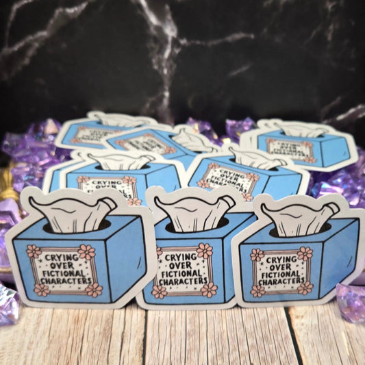 Crying Over Fictional Characters Sticker Relatable Book and Movie Lover Emotional Support Decal