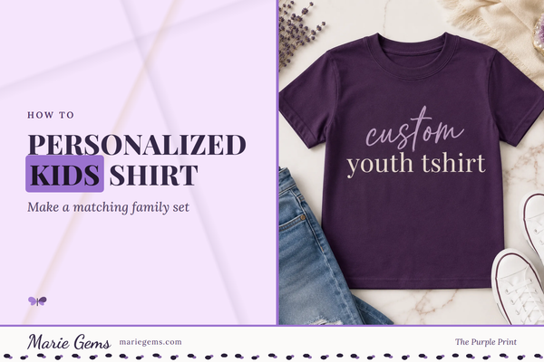 Custom Youth Personalized Kids Graphic Shirt from Marie Gems, a personalized kids shirt for a matching family set