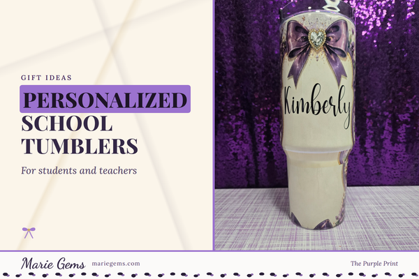 Custom 40 oz Stainless Steel Tumbler from Marie Gems, featured image for Personalized School Tumblers