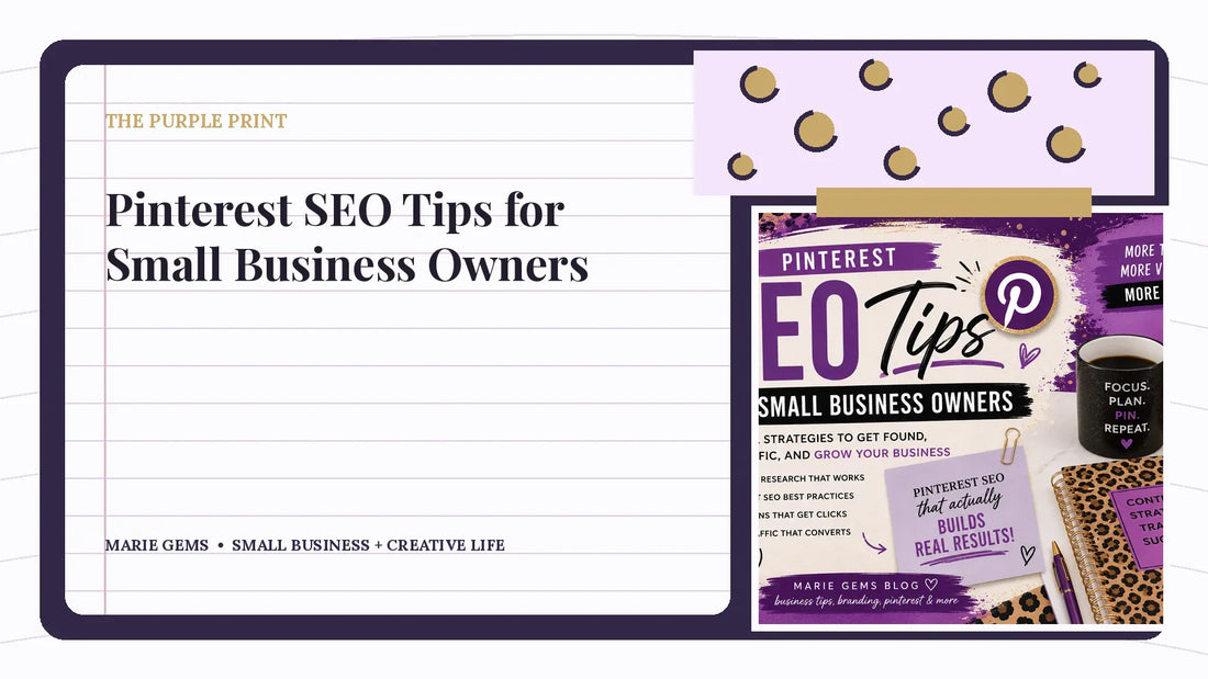 Pinterest SEO Tips for Small Business Owners — Marie Gems purple bullet journal featured image