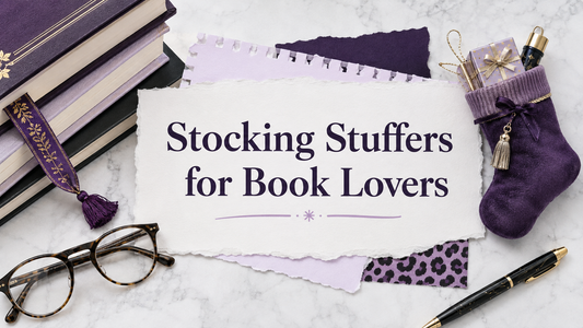 Stocking stuffers for book lovers in Marie Gems purple bullet journal style
