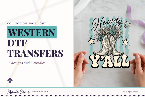 Howdy Y'all Cowboy Boots western DTF transfer from the Western and Cowgirl DTF Transfers collection at Marie Gems