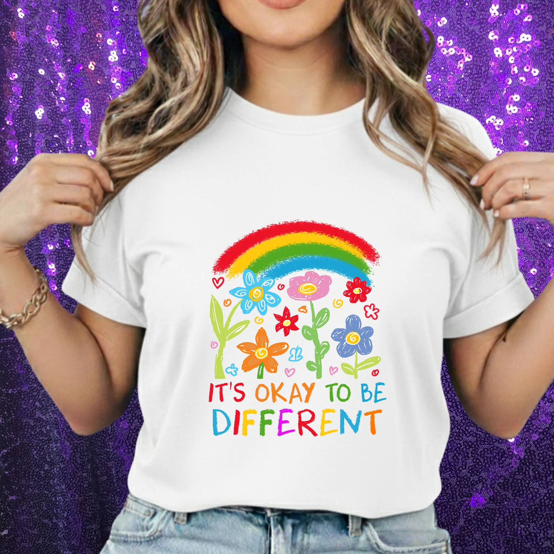 It's Okay to Be Different Autism Acceptance Unisex Heavy Cotton Tee – Rainbow Inclusion Awareness Shirt by Printify