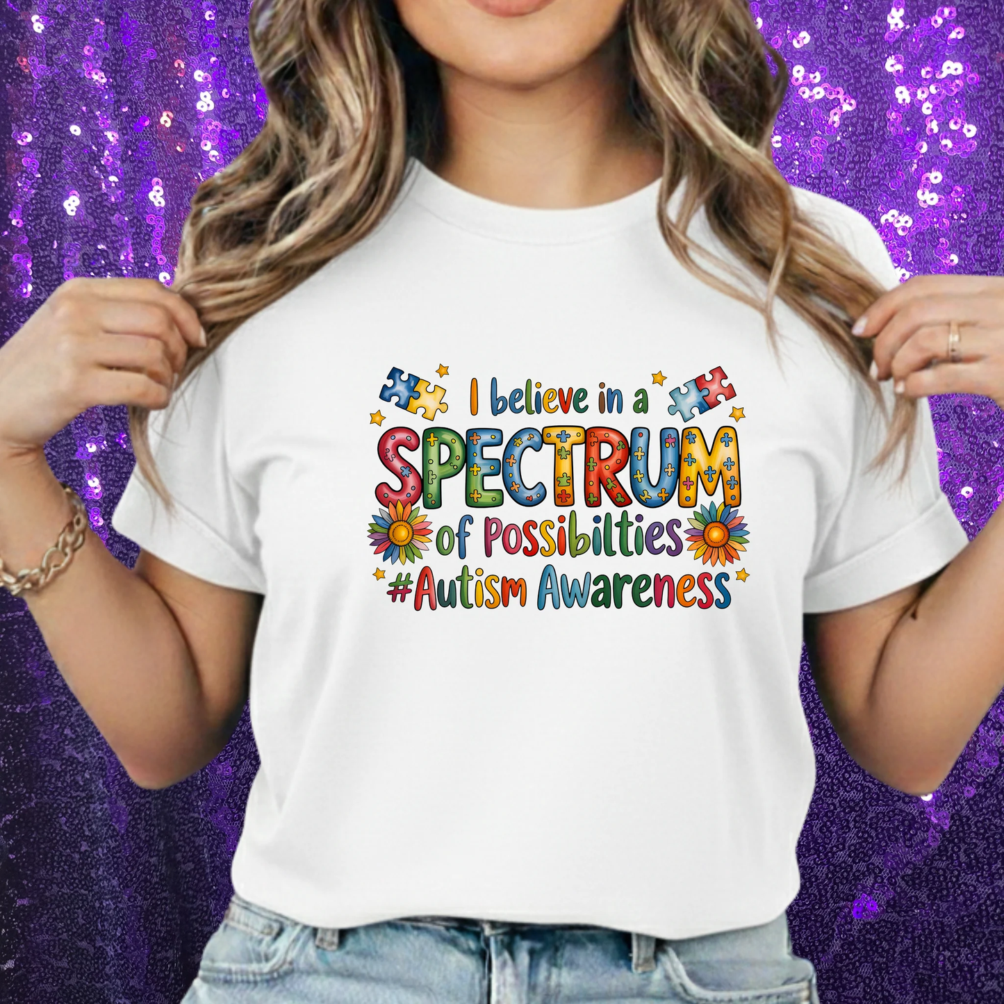 I Believe in the Spectrum Autism Awareness Unisex Heavy Cotton Tee – Neurodiversity Month Gift Shirt by Printify