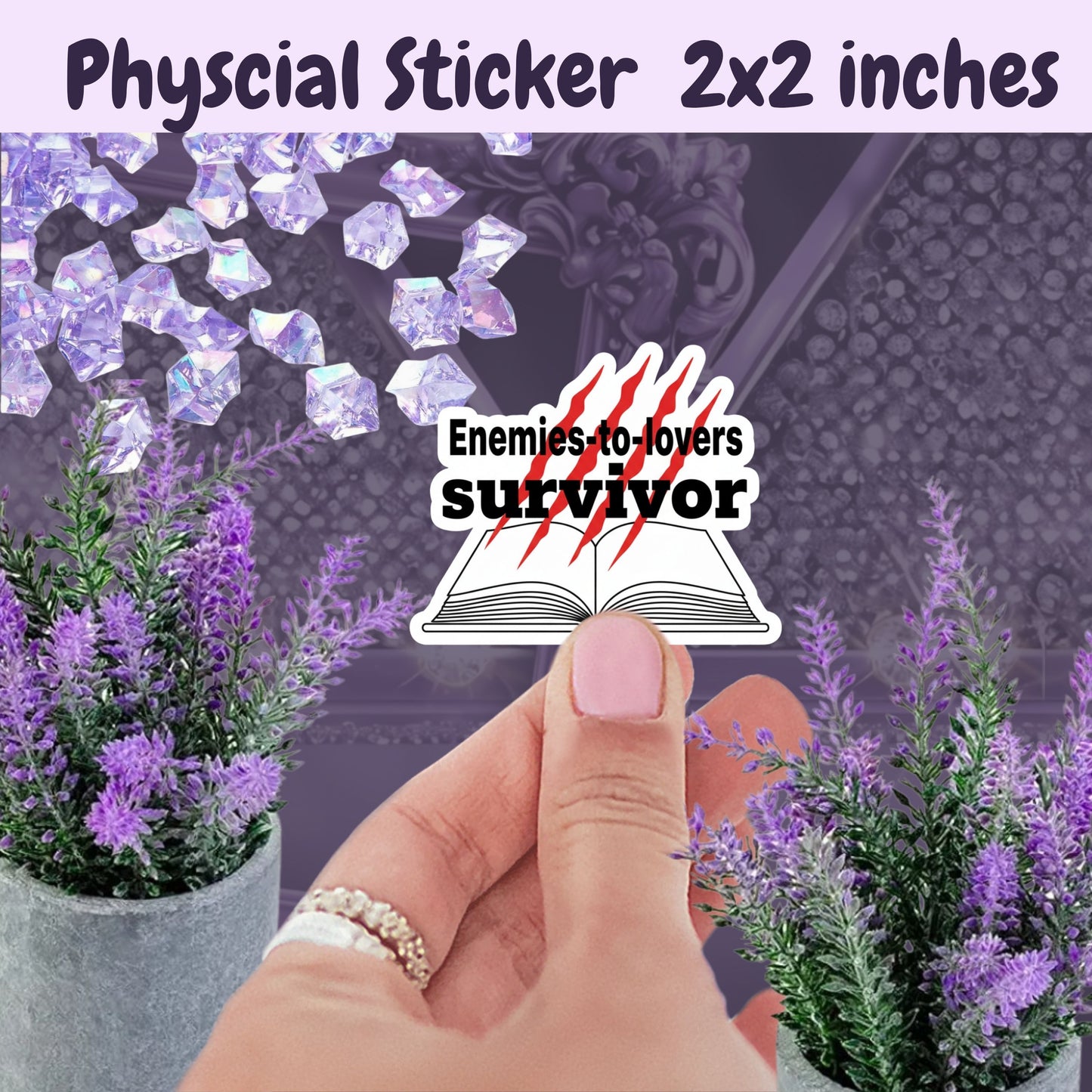 Enemies to Lovers Sticker – Funny BookTok Sticker with Red Claw Marks and Book – Romance Reader Gift for Book Lover