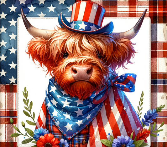 Patriotic Highland Cow 20 oz Tumblers: Festive 4th of July & USA Flag Designs | Insulated Drinkware