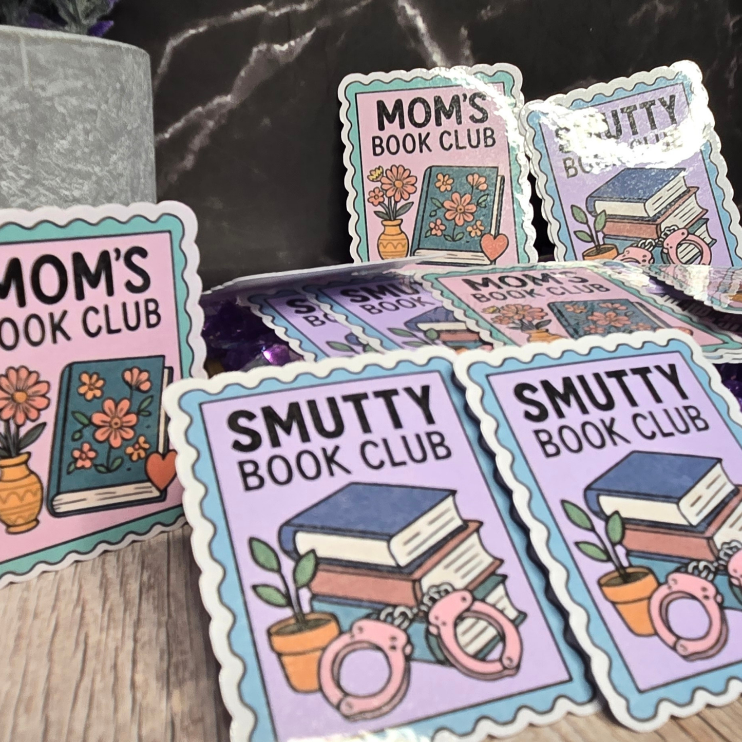 Book Club Sticker Bundle: "Mom's Book Club" & "Smutty" Reader Decals - Diverse Literary Fun