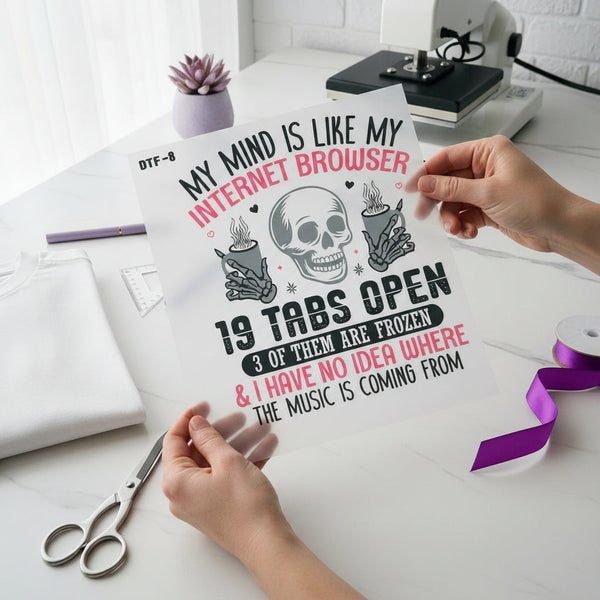 My Mind Is Like My Internet individual product photo included in the Funny & Relatable Volume 2 five-pack DTF transfer bundle