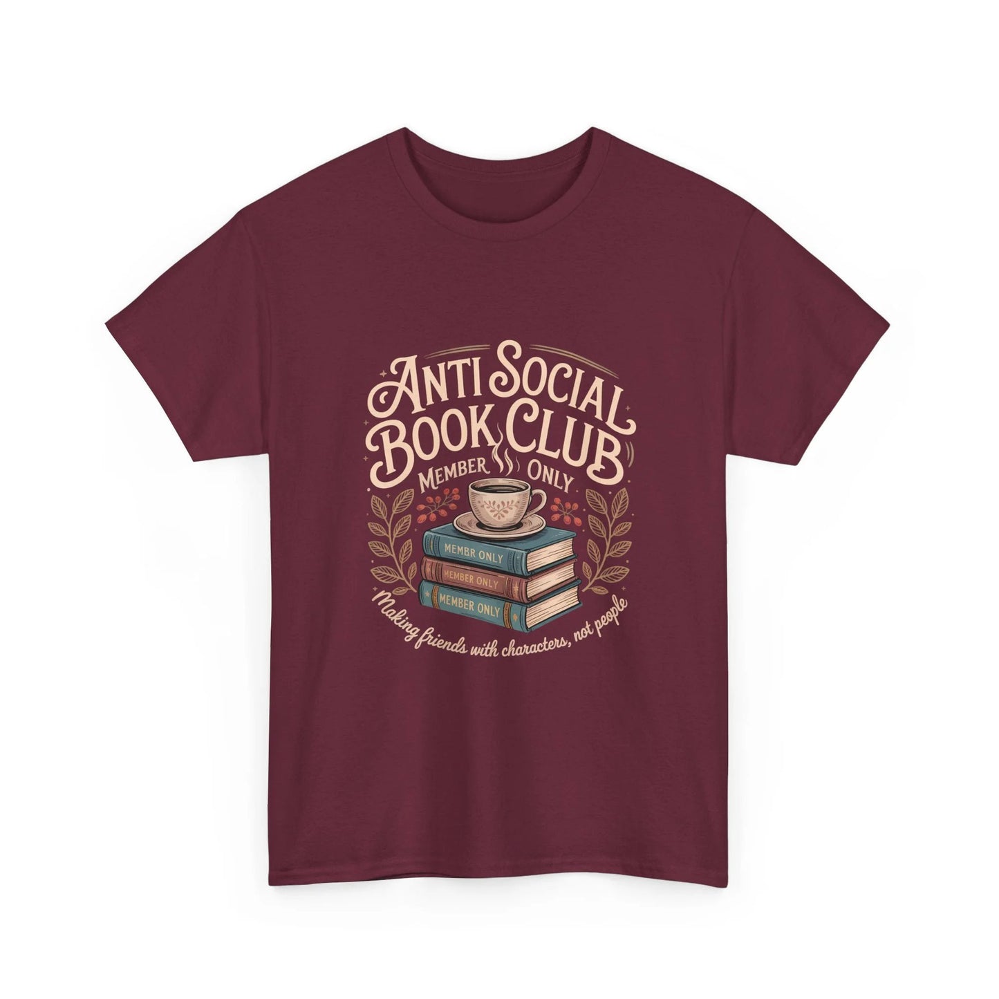 Book Lover Tee — "Anti Social Book Club" Coffee & Books Graphic Shirt by Printify