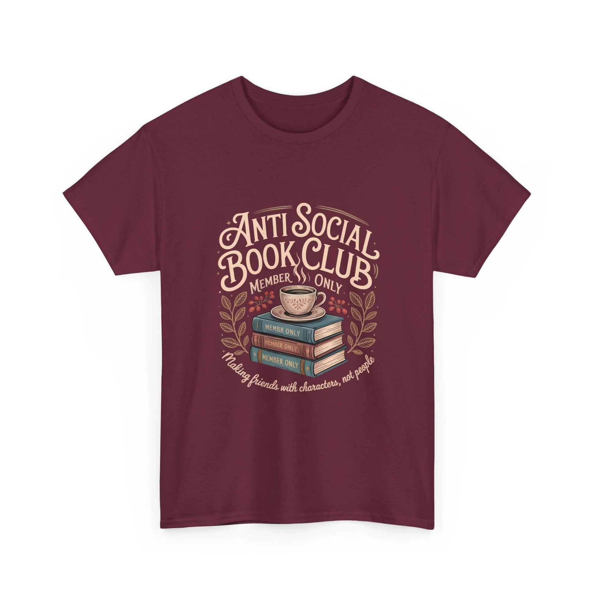 Book Lover Tee — "Anti Social Book Club" Coffee & Books Graphic Shirt by Printify