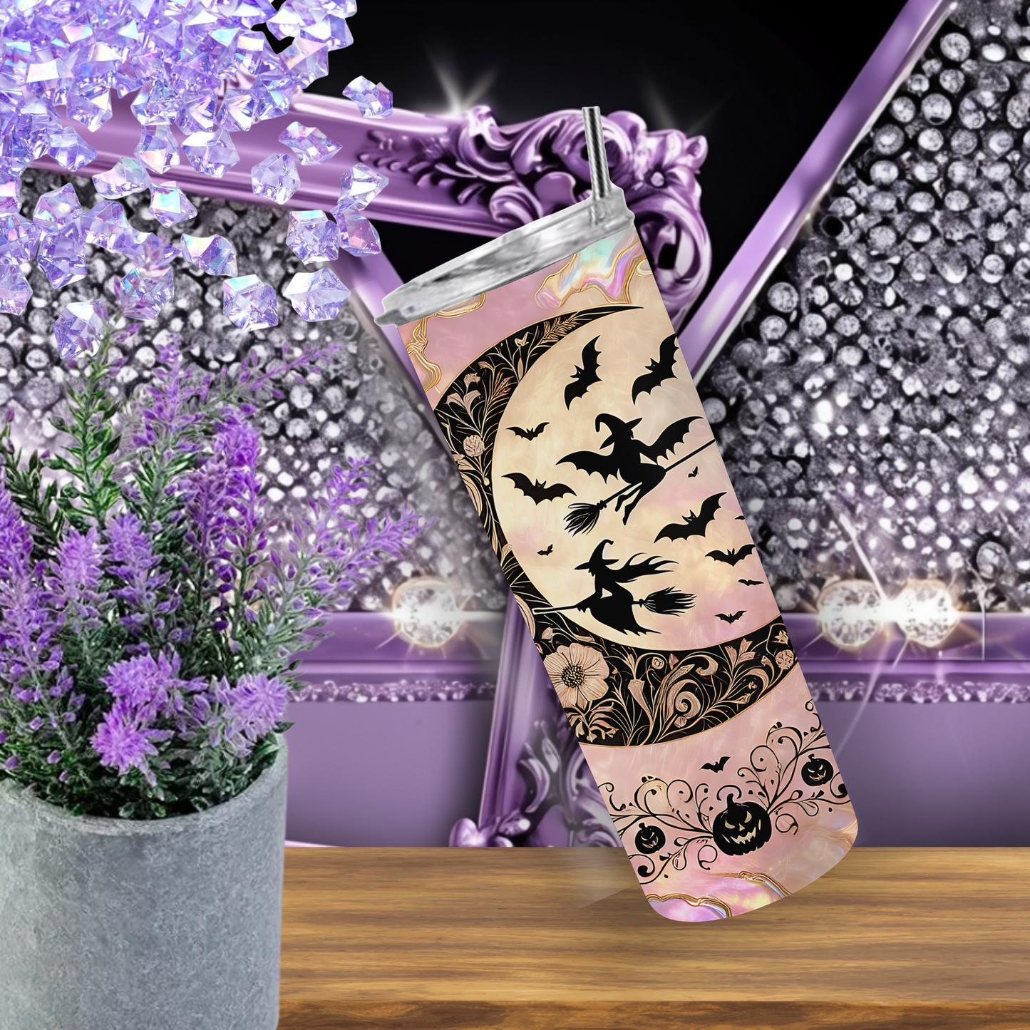 Moonlit Witch Halloween Tumbler – Custom Spooky Drinkware Gift