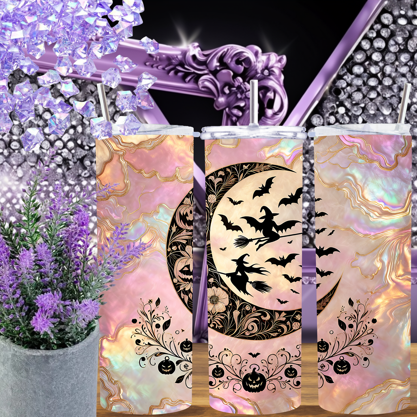 Moonlit Witch Halloween Tumbler – Custom Spooky Drinkware Gift