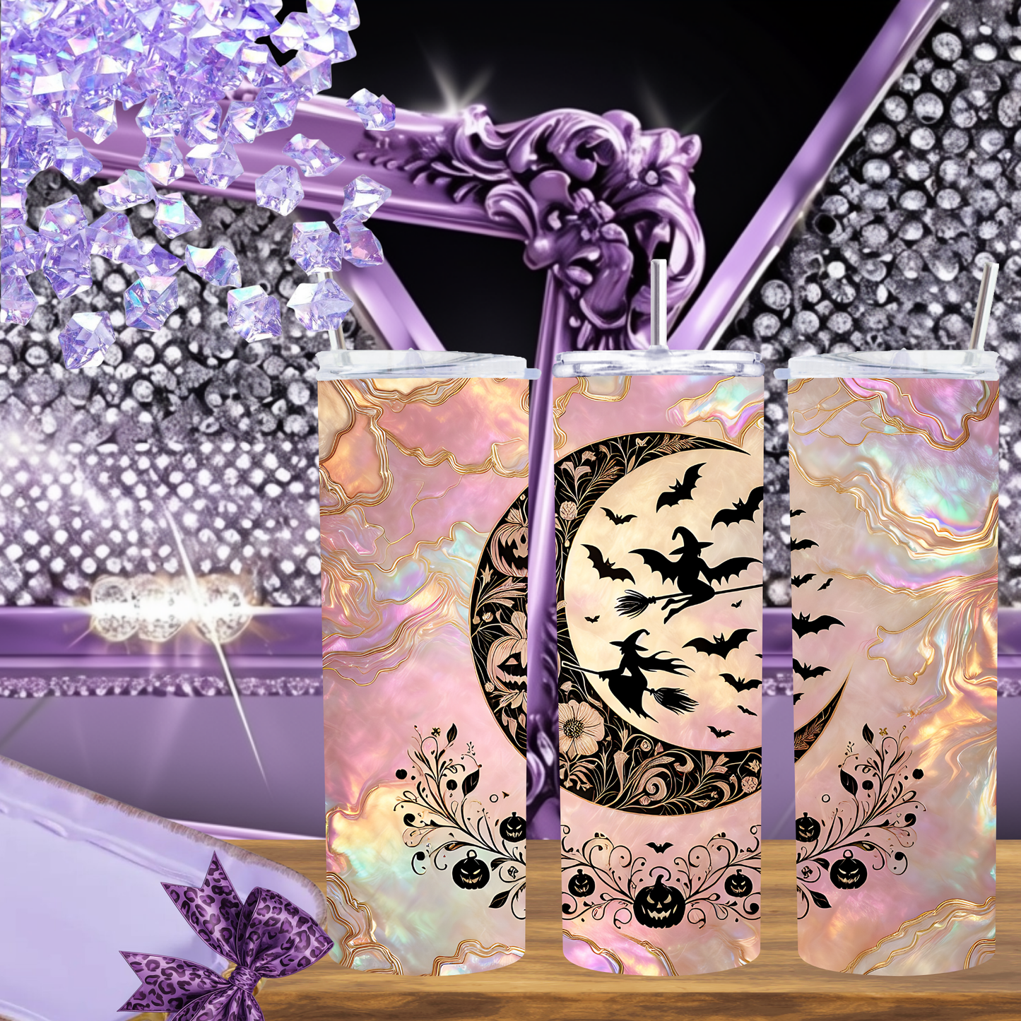 Moonlit Witch Halloween Tumbler – Custom Spooky Drinkware Gift