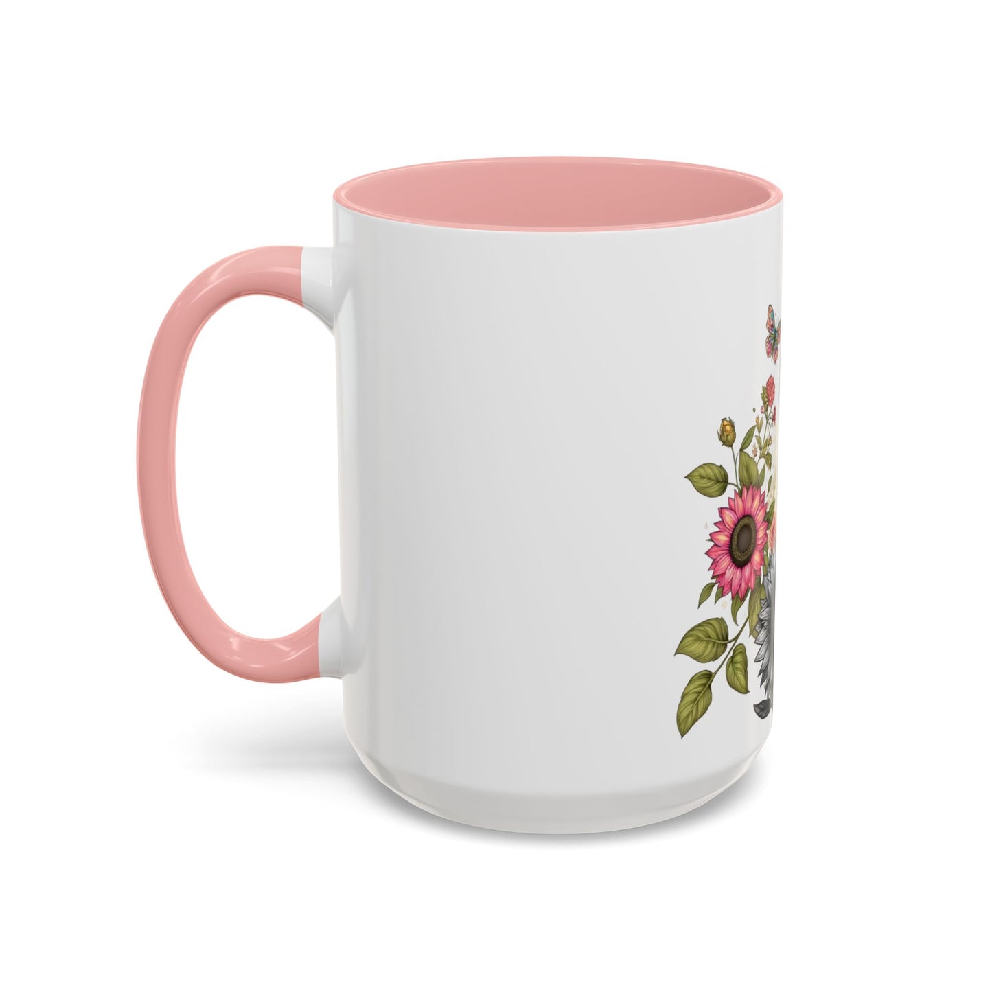 Colorful Floral Art Accent Coffee Mug - 11oz & 15oz