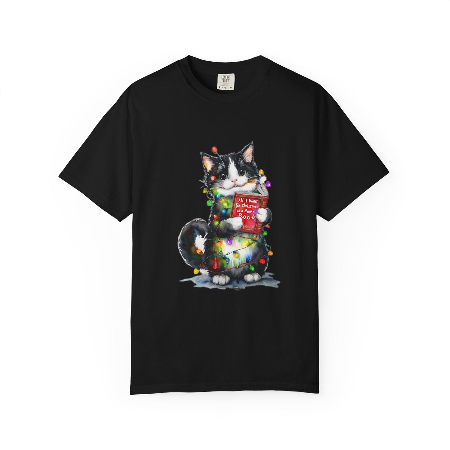 All I Want for Christmas Is Food Cat T-Shirt, Christmas Cat Lover Shirt, Cute Cat Holiday Tee, Funny Holiday Gift, Comfort Colors