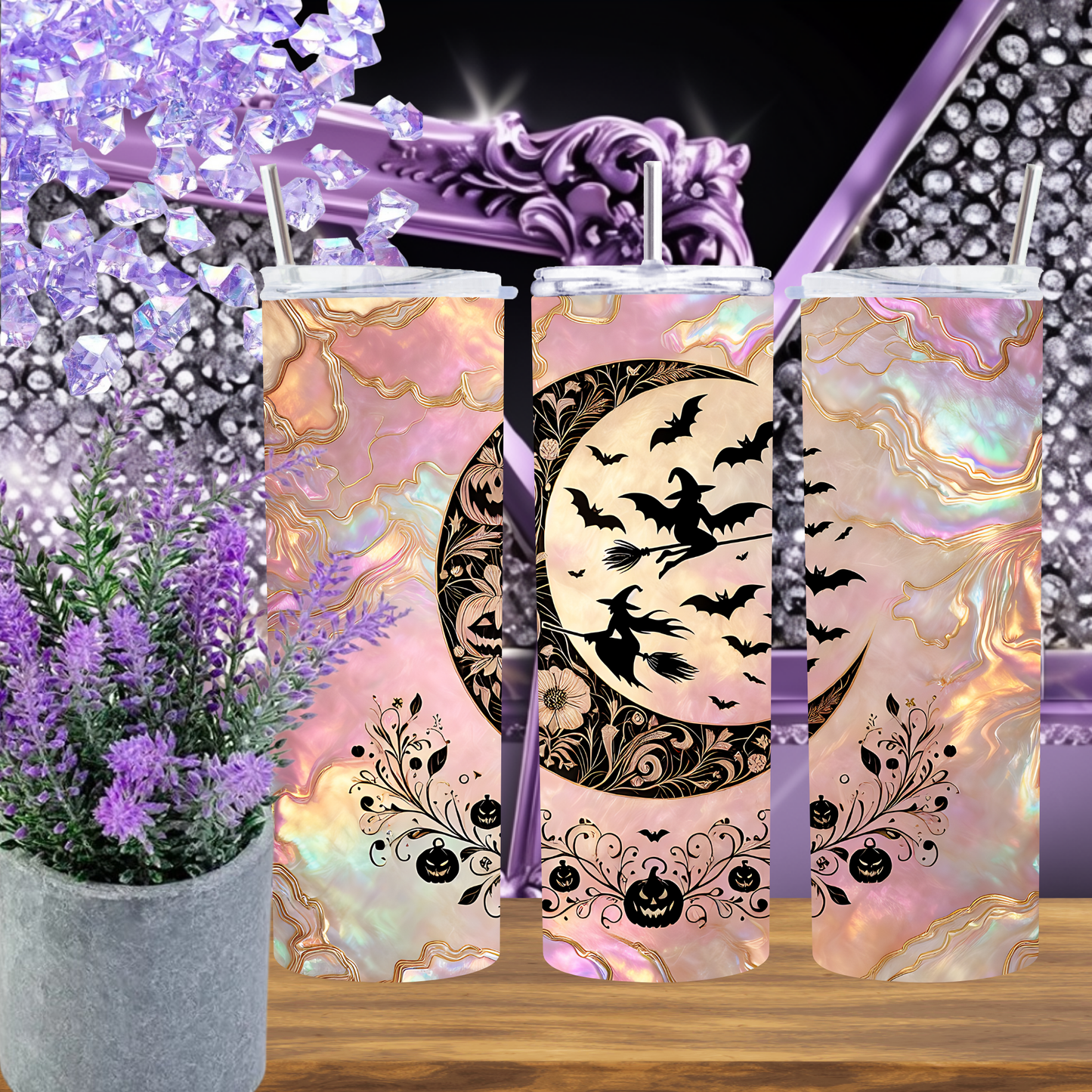 Moonlit Witch Halloween Tumbler – Custom Spooky Drinkware Gift
