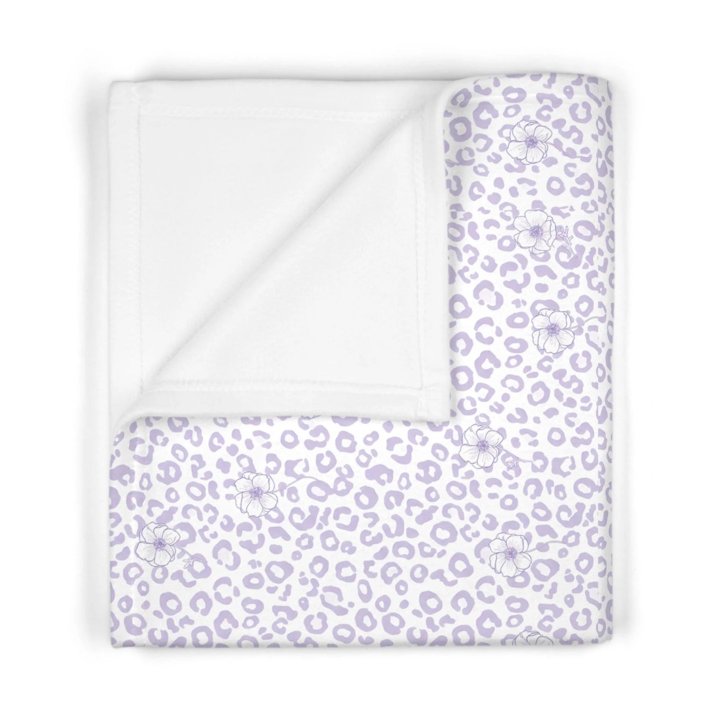 Lilac Leopard Anemone Baby Blanket — Soft Fleece Infant Throw by Printify