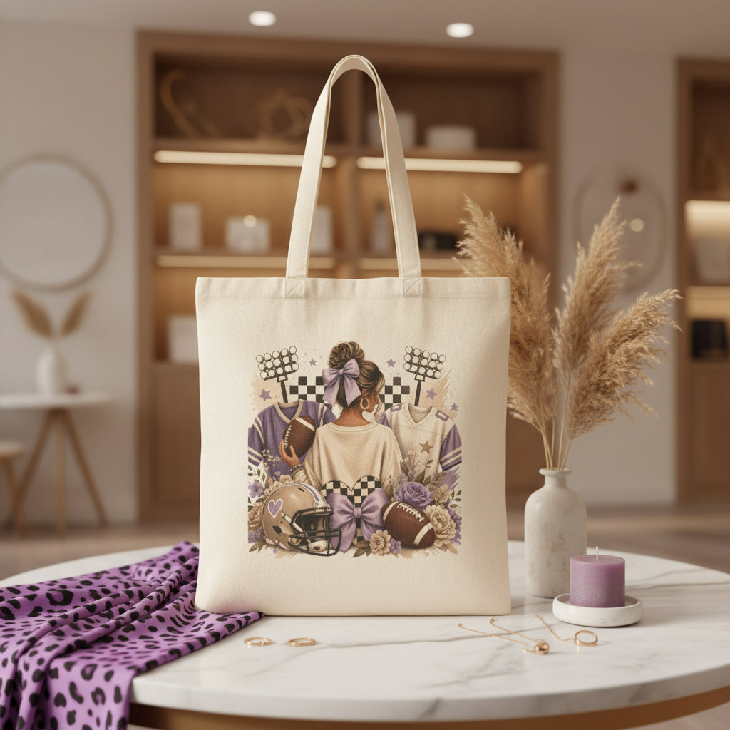 Vintage Football Collage Tote Bag | Retro Sports Canvas Bag