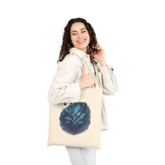 Fantasy Galaxy Leaf Tote Bag – Trippy Cosmic Plant Print, Aesthetic Artcore Canvas Bag, Surreal Nature Shopper, Spacecore Gift