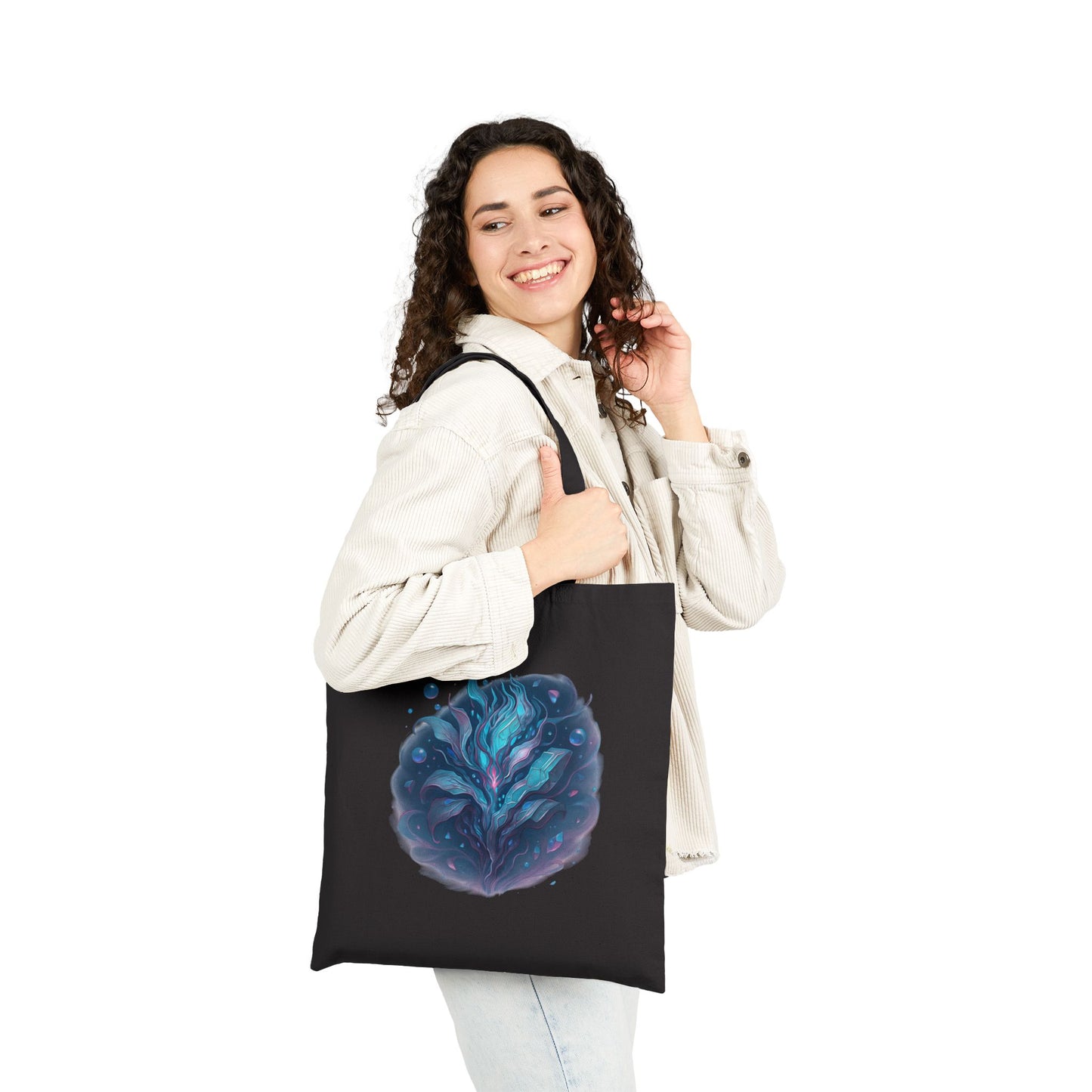 Fantasy Galaxy Leaf Tote Bag – Trippy Cosmic Plant Print, Aesthetic Artcore Canvas Bag, Surreal Nature Shopper, Spacecore Gift