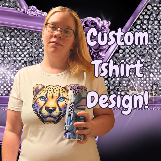 Design Your Own Custom T-Shirt: Unisex Bella Canvas Tee featuring a vibrant cheetah graphic design.
