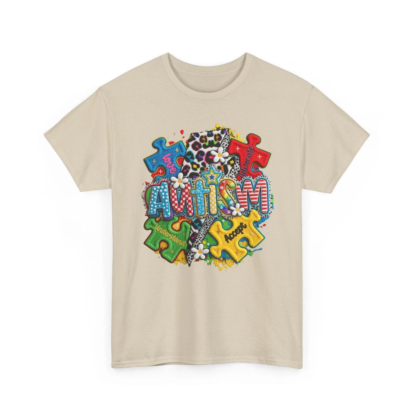 Autism Spectrum Puzzle Unisex Heavy Cotton Tee – Neurodiversity Awareness Gift Shirt by Printify