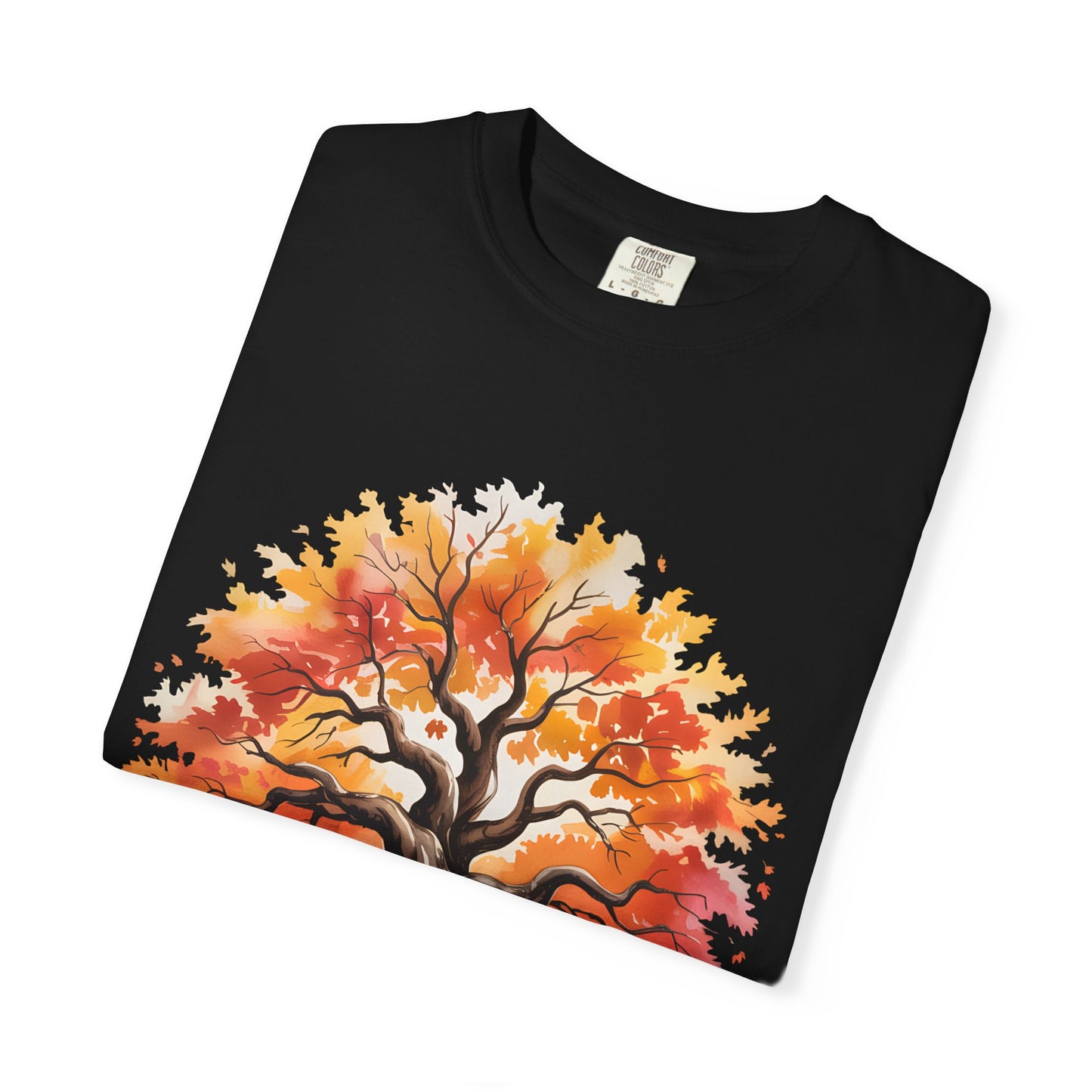 Cozy Fall Vibes Comfort Colors T-shirt - Autumn Tree with Pumpkins Graphic Tee