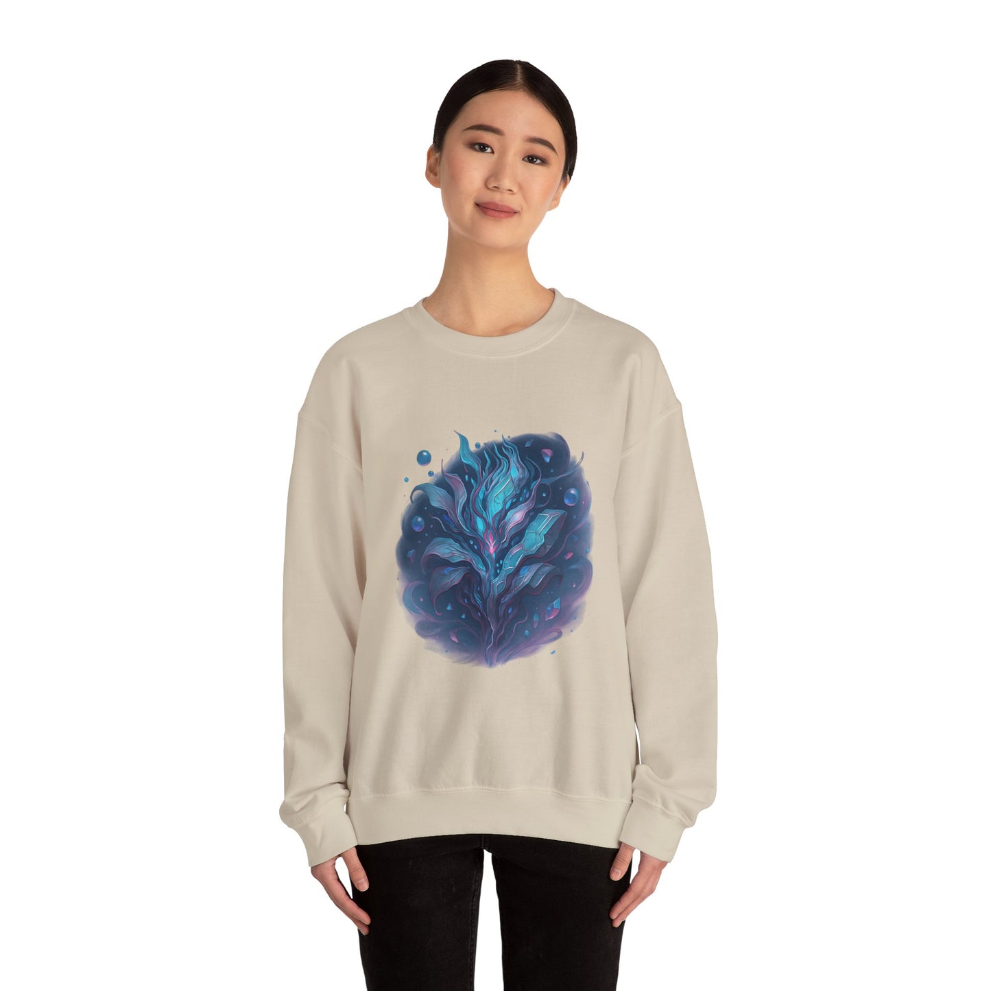 Fantasy Abstract Galaxy Leaf Sweatshirt – Trippy Cosmic Art Crewneck, Psychedelic Plant Pullover, Vaporwave Aesthetic Shirt