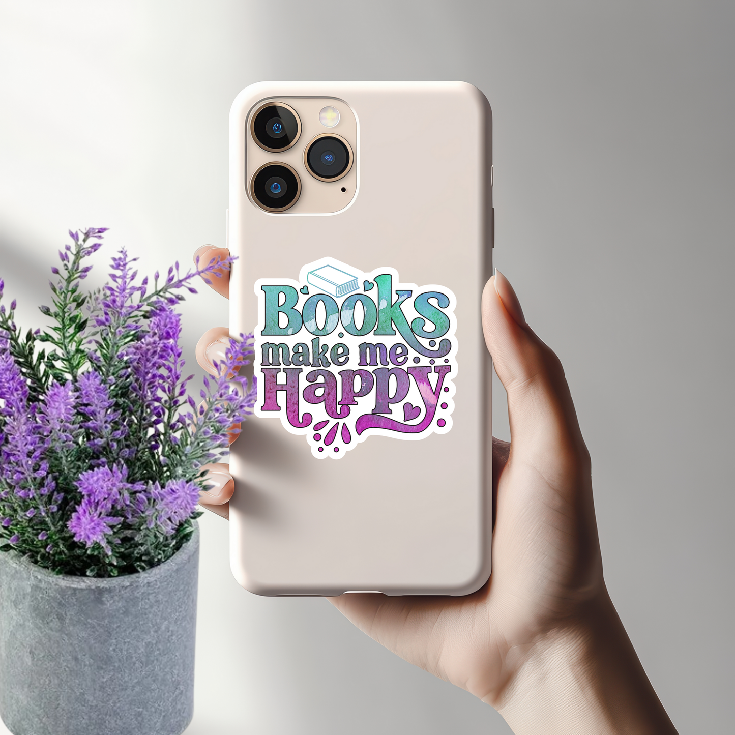 Books Make Me Happy Sticker, Book Lover Gift, Reading Sticker, Bookish Sticker, Water-Resistant Vinyl Decal