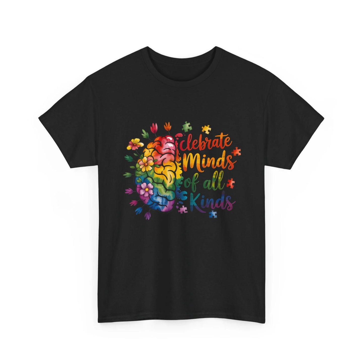 Celebrate All Kinds Autism Awareness Unisex Heavy Cotton Tee – Neurodiversity Pride Gift Shirt by Printify