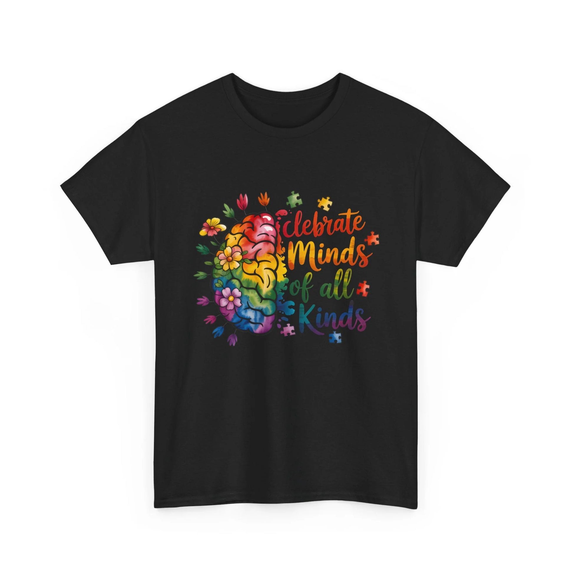 Celebrate All Kinds Autism Awareness Unisex Heavy Cotton Tee – Neurodiversity Pride Gift Shirt by Printify