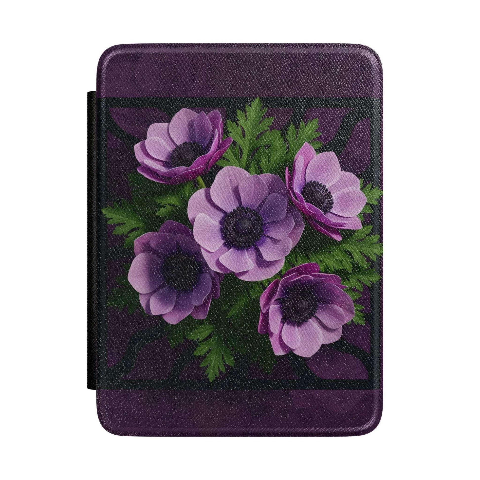 Purple Anemone Kindle Case — Floral Protective eReader Cover by Printify