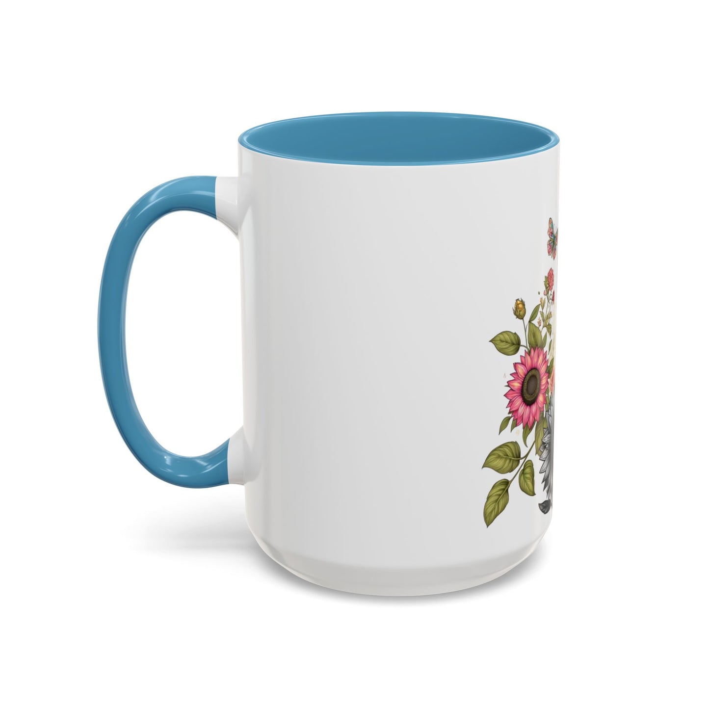 Colorful Floral Art Accent Coffee Mug - 11oz & 15oz